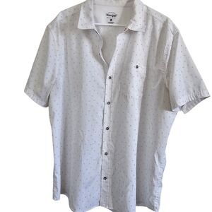 Threadgrit Performance Mens XL White Geometric Print Short Button Down Shirt
